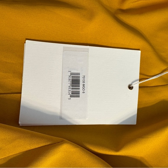 Mac Duggal Satin Wrap Mini Dress • Gold Mustard Long Sleeve Fit & Flare • Size 6 - Picture 13 of 16